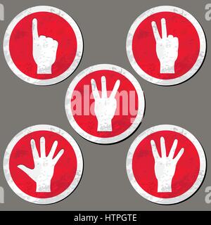 Hands set. Hand count gesture silhouettes Stock Vector