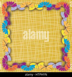 Frame of flowers on a beige background. Place under the text Stock Vector