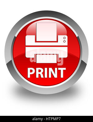 Print (printer icon) isolated on glossy red round button abstract illustration Stock Photo
