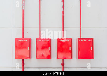 View of fire alarm system control fighting panel on new building factory Stock Photo