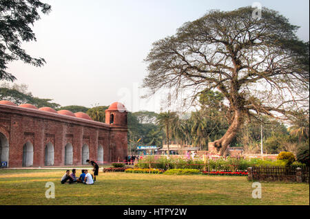 BAGERHAT, BANGLADESH - FEBRUARY 2017: Shait Gumbad Mosque in Bagerhat, Bangladesh, built in 1459 by Khan Jahan Ali. This mosque is also called the 60  Stock Photo