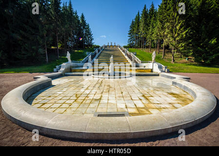 Fountains in Peterhof palace, Saint Petersburg (Russia) Stock Photo
