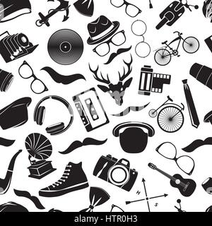 Illustration Seamless Pattern Hipster for the creative use in graphic design Stock Vector