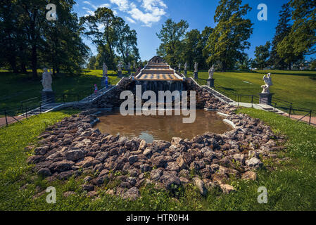 Fountains in Peterhof palace, Saint Petersburg (Russia) Stock Photo