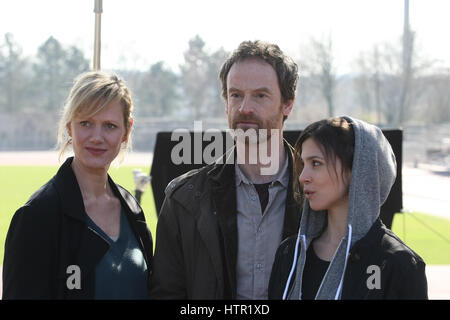 Dortmund, Germany. 13th Mar, 2017. Anna Schudt, Joerg Hartmann and Aylin Tezel during a photocall on set of the WDR Tatort Tollwut'. Credit: Maik Boenisch/Pacific Press/Alamy Live News Stock Photo