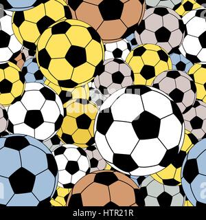 Editable vector seamless tile of colorful footballs Stock Vector