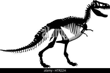 Vector silhouette illustration of a Tyrannosaurus rex skeleton Stock Vector