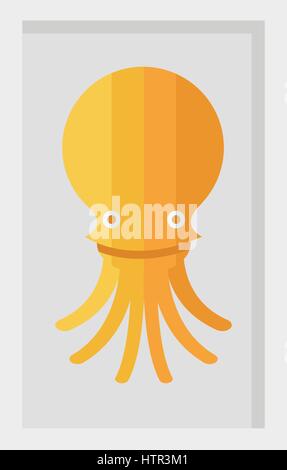 Yellow Squid on tray Stock Vector