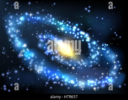 A stars outer space background with milky way style spiral galaxy Stock Photo