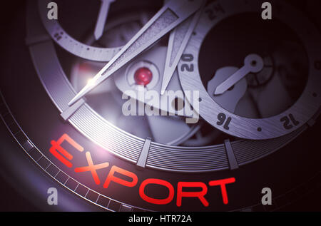 Export on the Elegant Wrist Watch Mechanism. 3D. Stock Photo
