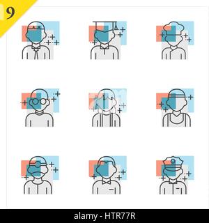 Vector human avatars icon Set 3 color Stock Vector