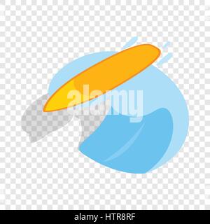 Surfboard with wave isometric icon Stock Vector