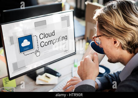 Cloud Computing Back Up Download Network Stock Photo