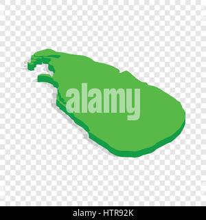 Green map of Sri Lanka isometric icon Stock Vector