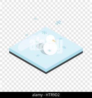 Snowman and winter landscape isometric icon Stock Vector