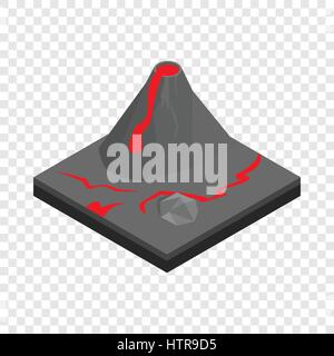 Volcano landscape isometric icon Stock Vector