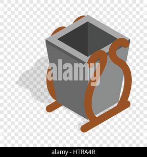 Gray litter bin isometric icon Stock Vector
