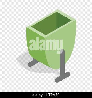 Green trash outdoor bin isometric icon Stock Vector
