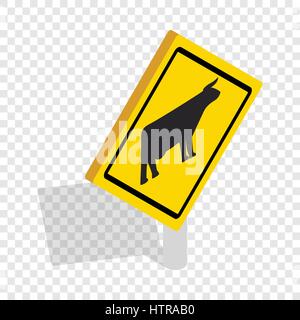 Cattle traffic warning isometric icon Stock Vector