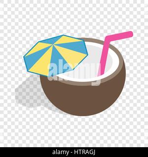 Coconut cocktail isometric icon Stock Vector