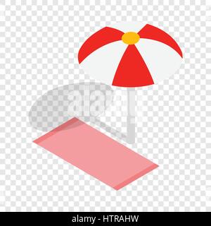 Beach towel and umbrella isometric icon Stock Vector