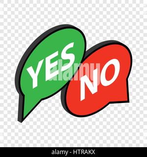 Speech bubble yes no isometric icon Stock Vector