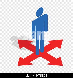 Man at crossroads isometric icon Stock Vector