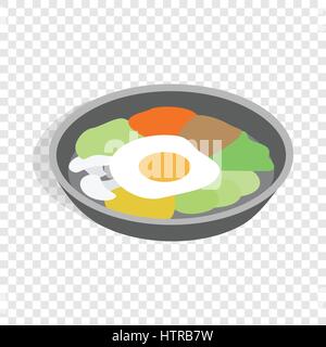 Korean dish bibimbap isometric icon Stock Vector