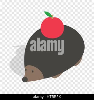 Hedgehog with apple isometric icon Stock Vector