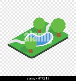 Small pond in the park isometric icon Stock Vector