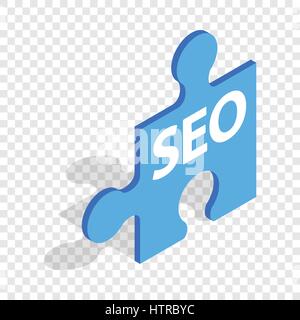 SEO blue puzzle isometric icon Stock Vector