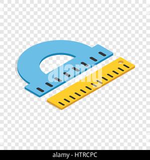 Protractor and ruler isometric icon Stock Vector