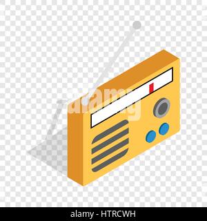 Orange retro radio receiver isometric icon Stock Vector