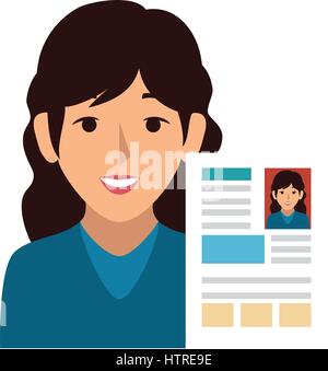 woman avatar with curriculum vitae document icon Stock Vector