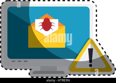 computer with computing alert Stock Vector