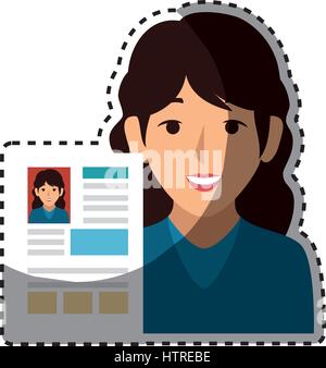 woman avatar with curriculum vitae document icon Stock Vector