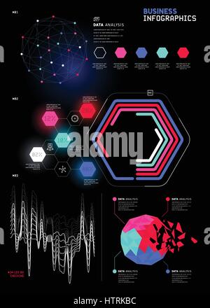 A set of detailed business infographic statistic charts and reports. Vector illustration. Stock Vector