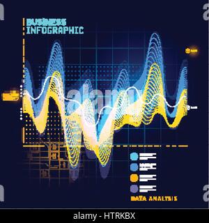 A detailed and technical business graph infographic element. Vector illustration Stock Vector