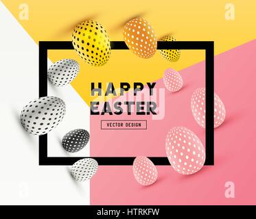 An abstract Easter Frame Design with 3D effects and room for promotion / holiday messages. Vector illustration Stock Vector