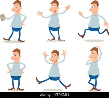 Cartoon illustration of Funny Man Character Collection Set Stock Vector