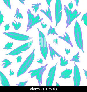 Vector seamless pattern with hand drawn feathers of different size. Stock Vector