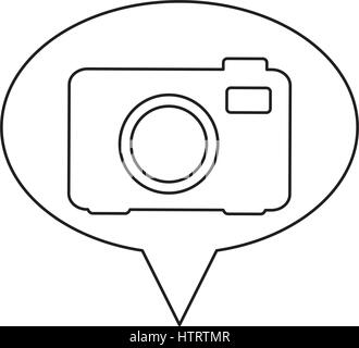 monochrome contour of button with analog camera Stock Vector Image ...