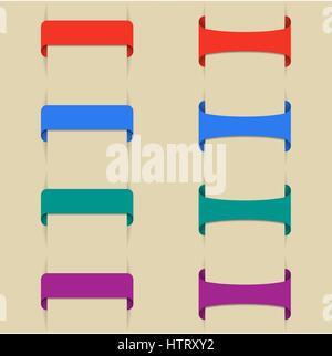 Set of different colored bookmarks third part, vector illustration. Stock Vector