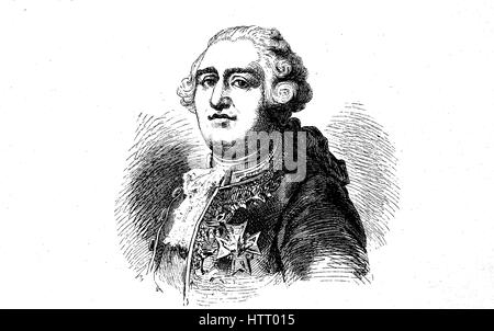 Louis XVI, 23 August 1754 - 21 January 1793, born Louis-Auguste, was also known as Louis Capet during the French Revolution, reproduction of a woodcut from the year 1880, digital improved Stock Photo