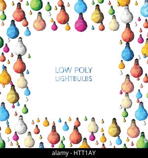 Frame made of low poly light bulbs Stock Vector