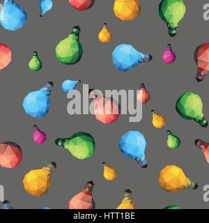 low poly light bulb. Seamless pattern Stock Vector
