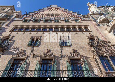 Casa Amatller is a building in the Modernisme style in Barcelona, designed by Josep Puig i Cadafalch, Catalonia, Spain. Stock Photo