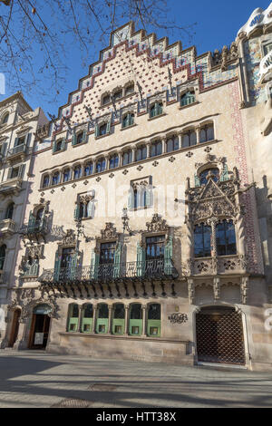 Casa Amatller is a building in the Modernisme style in Barcelona, designed by Josep Puig i Cadafalch, Catalonia, Spain. Stock Photo