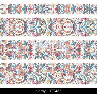 Set of vintage border brushes templates. Baroque floral elements for frames design and page decorations. Stock Vector