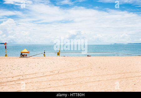Swimming enclosure to protect from marine stingers and sharks on The Strand beach, Townsville, Australia Stock Photo